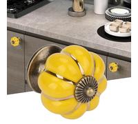 Oumefar Boutons en Céramique Citrouille Jolie Poignée de Style Européen pour Meubles de Tiroir D'armoire, Robustes et Durables pour Chambre D'enfant, Faciles à Installer avec Vis, Magnifique (Jaune)