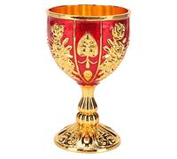 Oumefar Calice Doré Pimp Cup, 4,1 Pouces Gobelet Vin élégant Rétro Motif de Fleur en Relief Tasse Boire en Métal pour Fête Banquet Bar Décor la Maison en Alliage (Or Rouge)