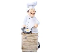 Oumefar Chef Statue résine Ornement décoratif Cuisinier Statue Cuisine décoration Figurine à Collectionner pour la Maison Cuisine Restaurant Bar café décoration(7124v 01) Figurine