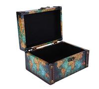 Oumefar Coffre Tresor, Vintage Boîte de Rangement en Bois, Bijoux Bibelot Organisateur Boîte d'affichage pour Boîtes à Bijoux et présentoirs(2208A-06-Green Map)