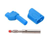 Oumefar Connecteur de Fiche Banane de 4mm, 10 Pièces, avec Boîtier pour Test électronique, Fiche Banane Isolée pour Test électronique (Bleu)