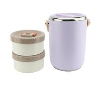 Oumefar Conteneur D'aliments Isolés à Vide 2L Boîte Lunch Thermique en Acier Inoxydable Empilable Boîte à Lundi avec Couvercles Scellés pour Adultes Picinons D'extérieur (Violet)