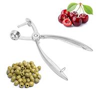 Oumefar Dénoyauteur de Cerises, Dissolvant de Pierre D'olive en Alliage D'aluminium avec Poignée Ergonomique pour la Cuisine, Outil à Main Léger de 19 Cm