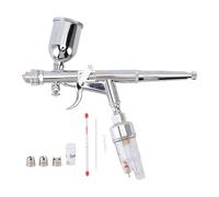 Oumefar Ensemble D'aérographe, Alimentation par gravité à Double Action avec Buse de 0,3 Mm et Tasse de 15 Cc pour la Peinture de Modèles, la Réparation de Meubles, la Peinture de