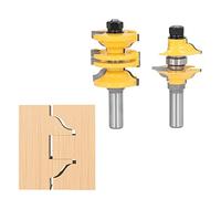 Oumefar Ensemble de 2 Pièces de Fraise à Tenon de Porte D'entrée en Alliage D'acier au Carbone, Fraise à Rail de Montant Réglable, Tige de 1/2 Pouces, Jeu de Mèches de Routeur en