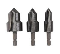 Oumefar Jeu de 3 mèches à chanfreiner en acier au tungstène, tige hexagonale de 1/4", outil de chanfreinage à 90° pour tuyaux en PVC - Tailles 15-31mm avec étuis de rangement