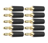 Oumefar Jeu de Fiches Banane à Souder en Laiton plaqué Or de 2,5 Mm pour Une Transmission Maximale du Signal, Kit de 10 Fiches Banane avec Conception Antidéflagrante, Idéal pour Les Projets (Noire)