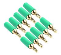 Oumefar Jeu de Fiches Banane à Souder en Laiton plaqué Or de 2,5 Mm pour Une Transmission Maximale du Signal, Kit de 10 Fiches Banane avec Conception Antidéflagrante, Idéal pour Les Projets (Verte)