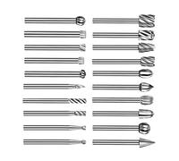 Oumefar Jeu de Mèches de Meulage de Fraises de Lime 20 Pièces, Trousse à Outils en Acier Rapide pour Chanfreiner la Gravure, avec Tige Universelle pour Divers Outils électriques