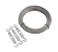 Oumefar Kit de Câbles en Acier Inoxydable, Câble Métallique Durable de 50M pour Suspendre et Jardiner, Revêtement en PVC de 2mm pour une Utilisation Extérieure et Intérieure