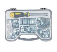 Oumefar Kit de Colliers de Serrage Réglables de 49 Pièces pour Conduite de Carburant avec Tournevis Hexagonal, Assortiment en Acier au Carbone galvanisé pour Diverses Applications