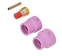 Oumefar Kit de Lentilles à Gaz TIG, Résistance aux Chocs à Haute et Basse Température pour WP 9 20 25, 4 Pièces Connecteur de Support D'électrode biseauté en Céramique Rose pour Torche de Soudage,