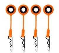 Oumefar Lot de 4 clips de carrosserie télécommandés - Échelle 1/10 - Poignée en silicone - Pièces de voiture RC en métal pour ARRMA Axial SCX10, pour Traxxas TRX4 D90, pour Redcat GEN8 (Orange)
