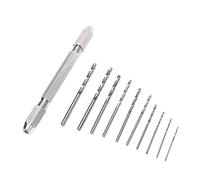 Oumefar Perceuse à Main à Double Tête en Laiton galvanisé, Conception à 2 Pinces, Poignée à 3 Mâchoires avec Embout Hélicoïdal, Ensemble de Forets à Main pour L'artisanat de PCB, la