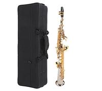 Oumefar Saxophe Laiton 64 × 24 × 16 Saxophone Soprano Droit en Laiton Professionnel Tube Plaqué Argent Sax Clé Or avec Sac de Transport