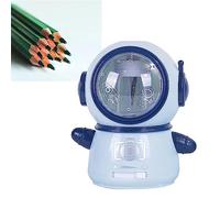 Oumefar Shargers de Crayons Spaceman, Caricatures électriques Mignonnes Pointues de Crayons Portables Flexibles pour le Bureau de L'école à Domicile en Classe, Matériau en Acier (Bleu clair)