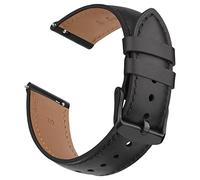 Oumida Bracelet de montre intelligente en cuir - 20 mm et 22 mm - Fermeture rapide - Bracelet de rechange pour Samsung Galaxy Watch/Huawei Watch/Amazfit/Garmin/Fossil (20 mm, noir)