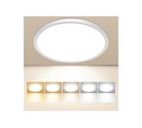 Oumida Plafonnier LEDt,5 Couleurs (3000/3500/4000/5000/6500 K), étanche IP44, Lampe de Salle de Bain,Lampe Ronde Ultra-Mince 15W pour Cuisine,Salle de Bain,Chambre,Couloir,Salon. (18cm)
