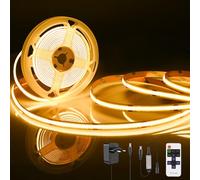 Oumida Rayures LED COB 2m bandes LED chaudes blanc 3000k, bande LED Dimmable 24V CRI92 Largeur de 8mm avec télécommande et alimentation électrique,pour décoration de maison Miroir de cuisine (2m)