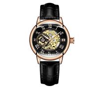 OUMIFA Montre Bracelet à La Mode Montres mécaniques de la Mode de Luxe Rose Gold Dames Squelette Montres de Poignet Automatique pour Femmes s’adapte à Tous Les Poignets (Color : Black Rose Gold)