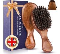 OUMIGIZ Brosse à cheveux en poils de sanglier depuis 1965, artisanat britannique, mini brosse à cheveux en bois naturel, brosse à barbe, poils doux et purs, démêlante douce, cheveux fins pour femmes