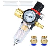 oumuik Réducteur d'air comprimé, filtre à air, régulateur de pression 1/4 BPS avec séparateur d'eau, raccords rapides allemands et manomètre