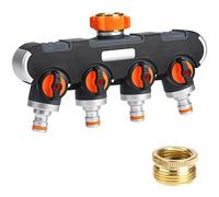 oumuik Répartiteur 4 voies 3/4-1/2" eau/jardin pour raccord de tuyau d'arrosage avec robinet d'arrêt