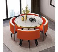 ound Ensemble table de salle à manger avec 4 chaises pour cuisine, design moderne et simple, 90 cm de diamètre, collection de meubles de café d'affaires