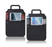 OUNDEAL Organisateur de Voiture, 2Pcs Protection de Siege Voiture Kick Mats, Support de iPad Tablette 10 Pouces, Imperméable Organisateur Siège Arrière pour Enfants