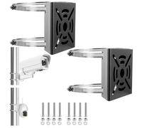 Oungy 2 Pièces Support Camera Exterieur Noir avec Colliers 200 mm | Lot de 2, colliers 200 mm, support angle camera exterieur, vis incluses, pose sur poteau