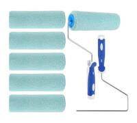 Oungy Lot de 2 Rouleau Peinture xxl, 225mm Rouleau Enduit, Pratique Rouleau Peinture avec Reservoir, 5 pcs Pinceaux de Peinture Rouleaux + 1 Poignée, pour Travaux de Peinture et de Rénovation