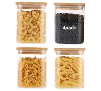 Oungy Lot de 4 Bocaux en Verre HerméTique, Bocal en Verre avec Couvercle 10x12cm, Réutilisable Pot en Verre avec Couvercle, Bocal en Verre Hermétique pour Pâtes, CéréAles, Thé, Haricot, 850ml