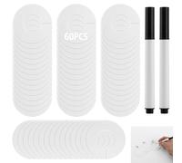 Oungy Lot de 60 séparateurs ronds de penderie en plastique pour bébé - Tailles porte-vêtements - Réutilisables - Pour trier la taille et la couleur des vêtements (blanc 8,8 x 4 cm)