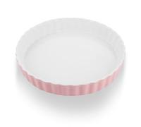 Oungy Moule à quiche rond en céramique, diamètre : 26 cm, rose, 26 x 26 x 4 cm