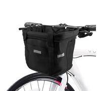 Oungy Panier de vélo pliable pour chien avant pour Klickfix - Cadre amovible en alliage d'aluminium - Guidon avec adaptateur de guidon, pour les trajets en plein air, le shopping (noir)