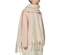 OUNIYA Écharpe surdimensionnée en laine épaisse chaude pour l'hiver, beige, Large