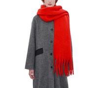 OUNIYA Écharpe surdimensionnée en laine épaisse chaude pour l'hiver, Rouge, Large