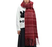 OUNIYA Grande écharpe à carreaux colorés surdimensionnés en laine de cachemire douce épaisse couverture chaude d'hiver pour femme, Rouge écossais, Large