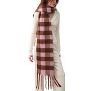 OUNIYA Grande écharpe à carreaux colorés surdimensionnés en laine de cachemire douce épaisse couverture chaude d'hiver pour femme, rose, Large