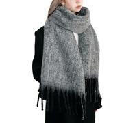 OUNIYA Grande écharpe à carreaux colorés surdimensionnés en laine de cachemire douce épaisse couverture chaude d'hiver pour femme, Noir, gris, vert, Large