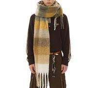 OUNIYA Grande écharpe à carreaux colorés surdimensionnés en laine de cachemire douce épaisse couverture chaude d'hiver pour femme, caramel, Large