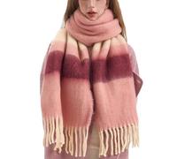 OUNIYA Grande écharpe à carreaux colorés surdimensionnés en laine de cachemire douce épaisse couverture chaude d'hiver pour femme, Rose/gris, Large