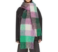 OUNIYA Grande écharpe à carreaux colorés surdimensionnés en laine de cachemire douce épaisse couverture chaude d'hiver pour femme, violet/vert, Large