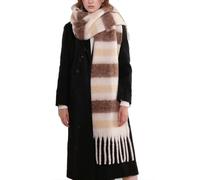 OUNIYA Grande écharpe à carreaux colorés surdimensionnés en laine de cachemire douce épaisse couverture chaude d'hiver pour femme, Bande marron, Large