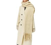 OUNIYA Grande écharpe à carreaux colorés surdimensionnés épais et doux en laine cachemire pour l'hiver chaud pour femme, Beige uni., Large