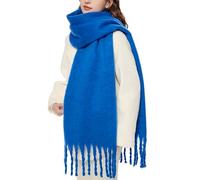 OUNIYA Grande écharpe à carreaux colorés surdimensionnés épais et doux en laine cachemire pour l'hiver chaud pour femme, bleu vif, Large