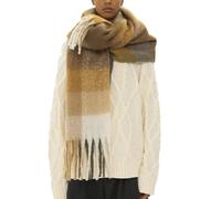 OUNIYA Grande écharpe à carreaux colorés surdimensionnés épais et doux en laine cachemire pour l'hiver chaud pour femme, Caramel à carreaux, Large