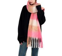 OUNIYA Grande écharpe à carreaux colorés surdimensionnés épais et doux en laine cachemire pour l'hiver chaud pour femme, Rose layette uni, Large