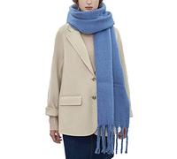 OUNIYA Grande écharpe épaisse surdimensionnée en laine épaisse chaude pour l'hiver, bleu jean, Large