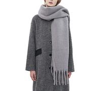 OUNIYA Grande écharpe épaisse surdimensionnée en laine épaisse chaude pour l'hiver, gris, Large